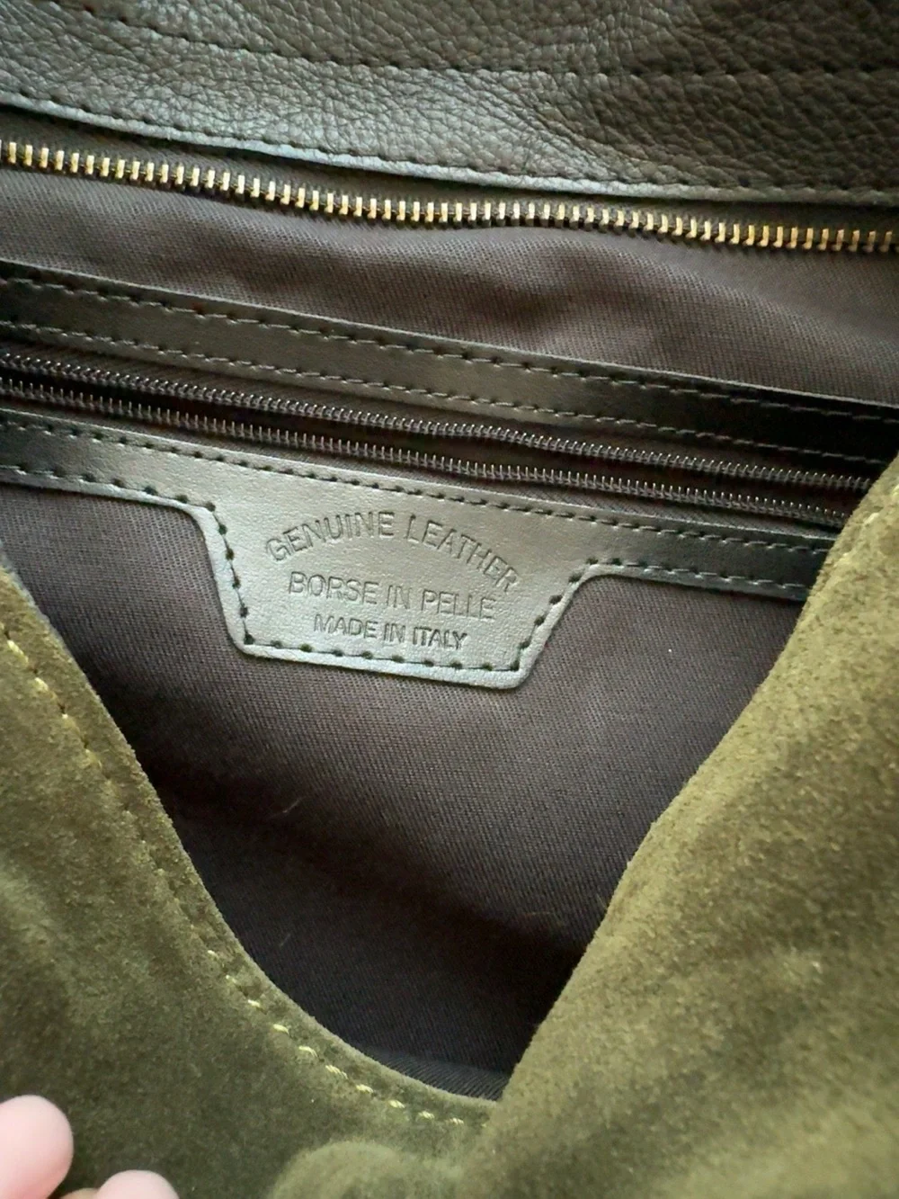 Cheval Firenze Italian Olive Green Suede Leather Hobo Shoulder Bag Made in Italy